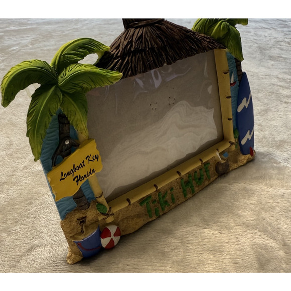 Vintage 4 x 6 Picture Frame 3D Longboat Key Florida Tiki Hut Vacation - Picture 3 of 5
